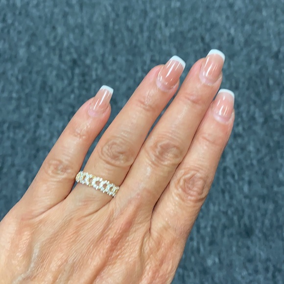 New 14K yellow Gold CZ Cuban Band - Picture 5 of 12